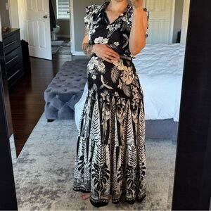 Floral Black and White Maxi Dress | Rachel Zoe | S